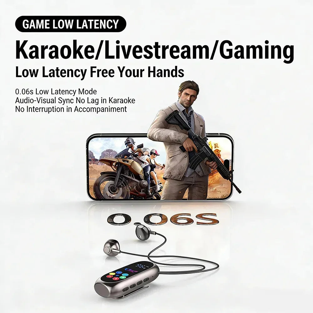 KEBIDUMEI Bluetooth 5.4 Clip-on Earphones Headphones Gaming Headsets TWS Wireless Earbuds Support TF Card K Song Monitor Mode