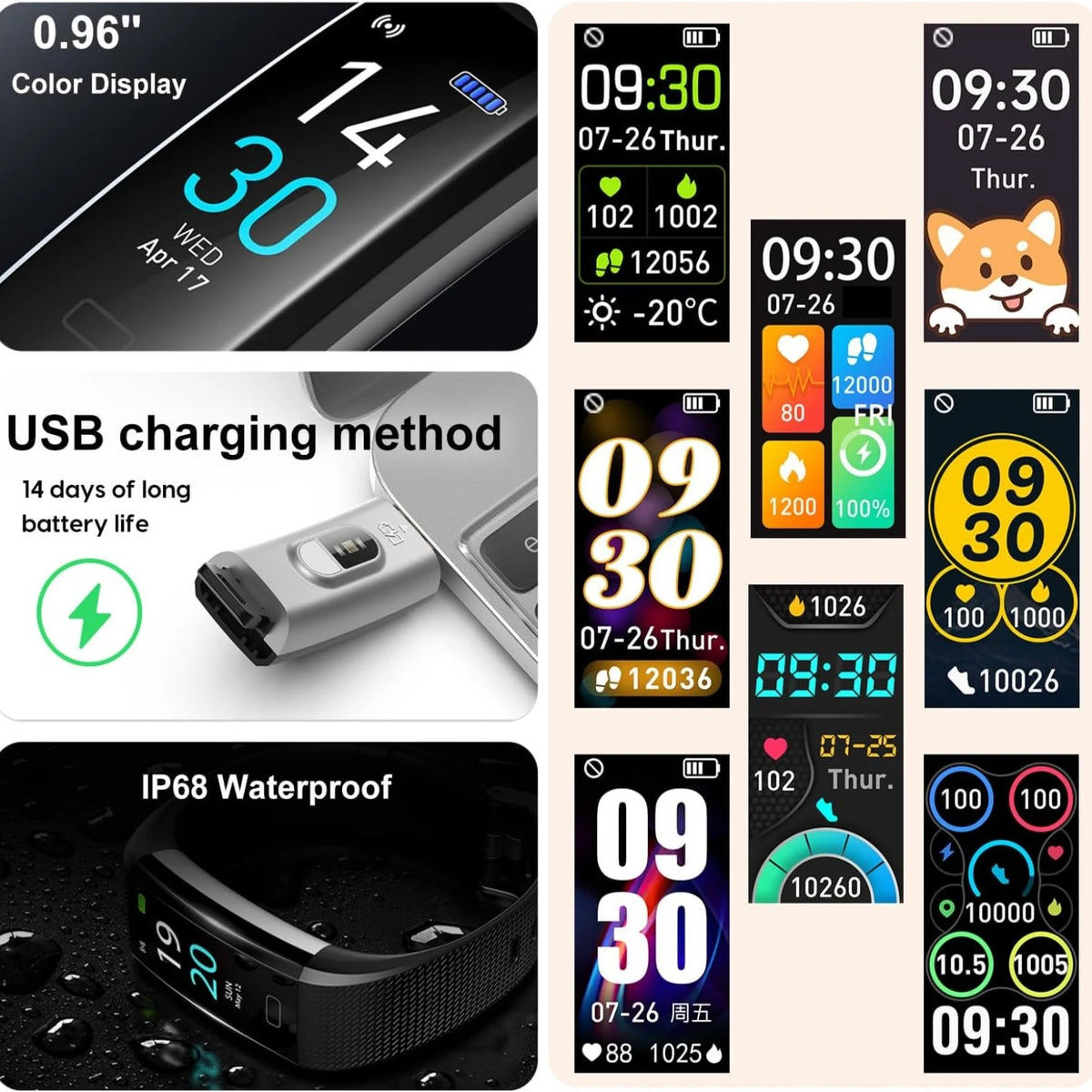 5S Smart Bracelet Fitness Tracker Sleep Monitor Measuring Body Temperature Blood Pressure Heart Rate Men Women Sports Wristbands