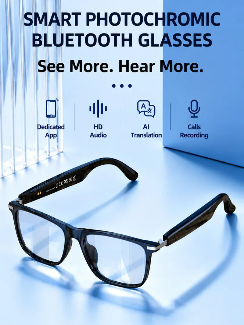 2026New Smart Glasses Anti Blue Light Multifunctional Bluetooth Earphones Vocie Calls Intelligent Eyeglass Music Headset Eyewear