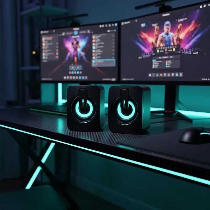 Dual Speaker Stereo Computer Speakers with Microphone for Desktop High Quality Audio for Remote Working Gaming Calls