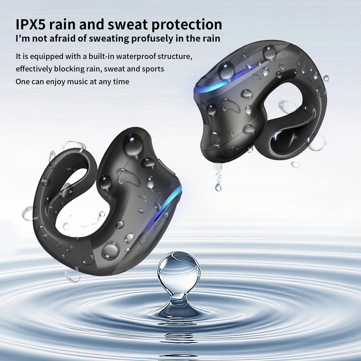 Wireless Bluetooth 5.3 Headset Clip-On Earphones 3D Stereo Sound Music Headphone For iPhone For Huawei For OPPO Wireless Earbuds