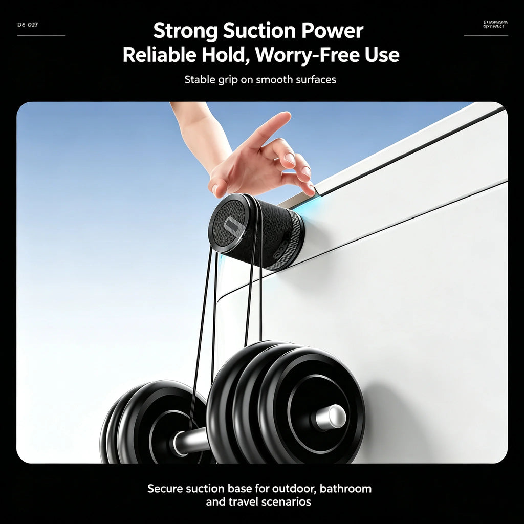 Suction Cup Bluetooth Speakers for Shower Bathroom Exterior Walls/Glass Door 5W Powerful Portable Speaker HiFi Stereo Sound Box