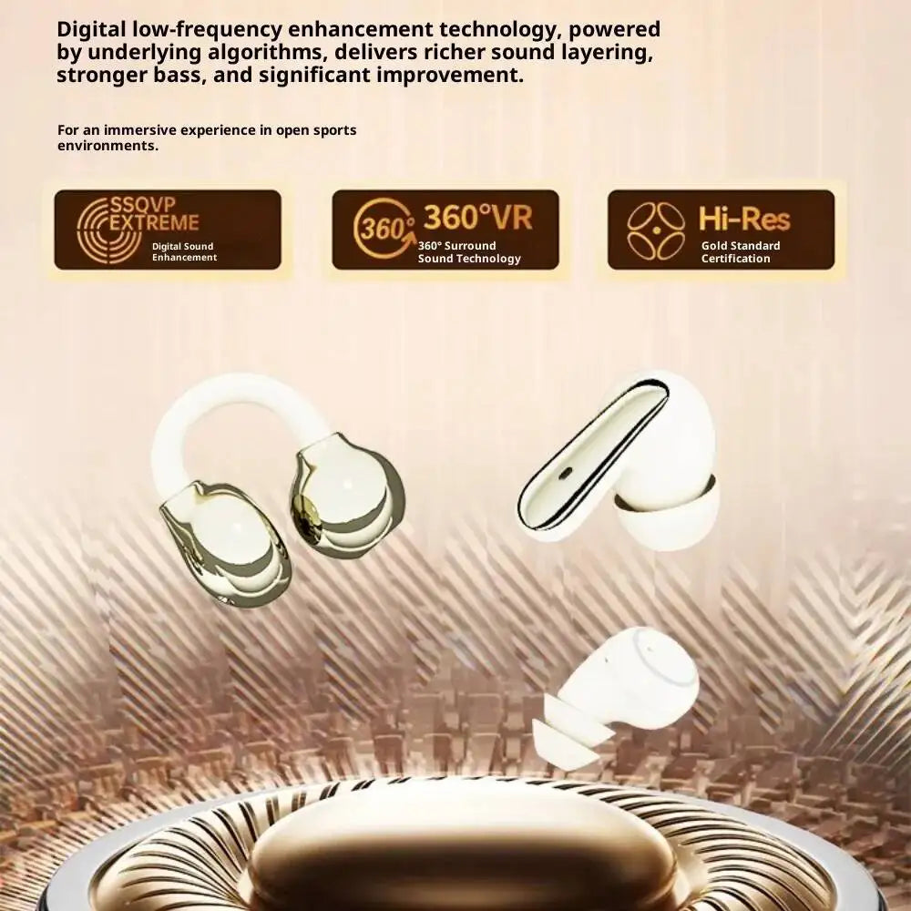 Wireless In-Ear Sleep Bluetooth 6.0 Earphones Heavy Bass Hifi Semi in Ear & Ear-Clip 3 in 1 Earbuds Long Battery Life For Sports