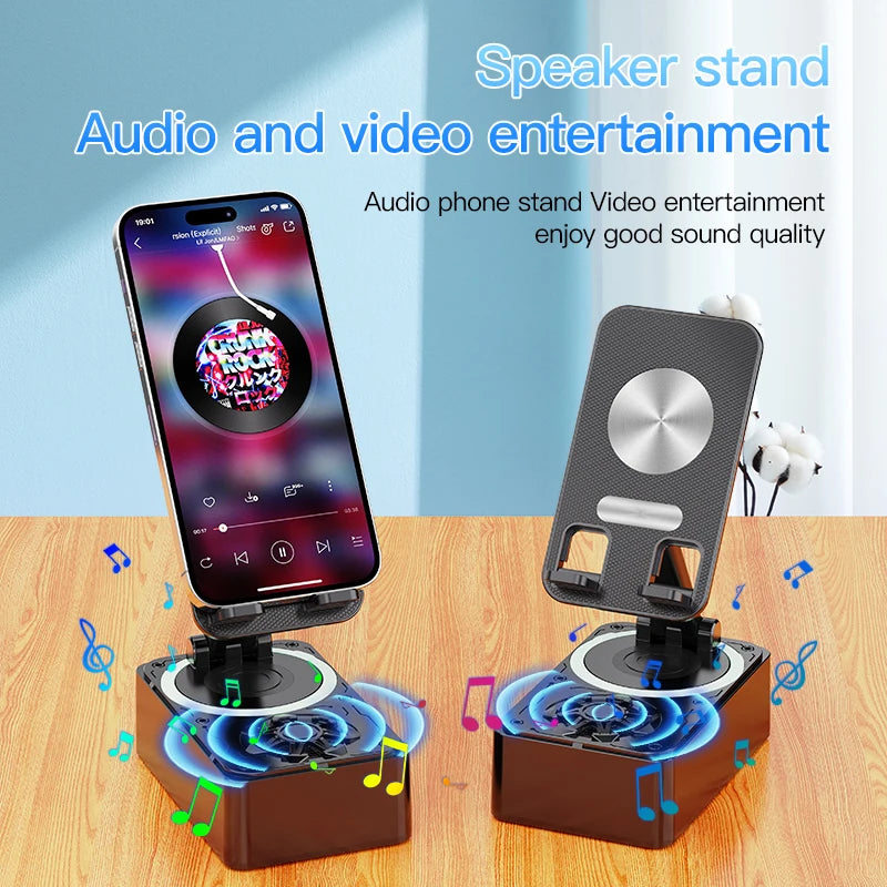 3-in-1 Bluetooth Speaker Phone Power Bank Foldable Wireless Speaker Phone Stand with Anti-Slip Pads For Video Meeting Live