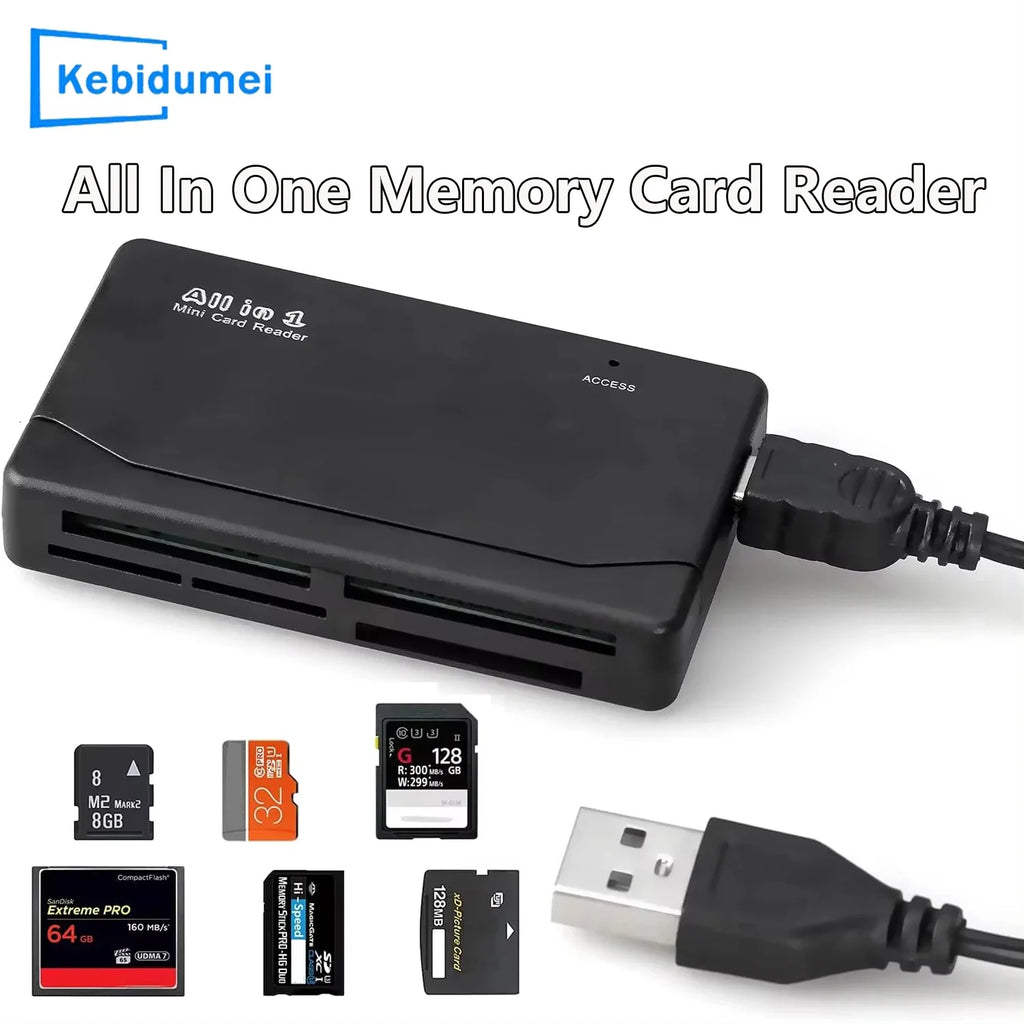 480Mbps All In One Memory Card Reader USB 2.0 External Cardreader SD SDHC Mini Micro M2 MMC XD CF Reader For MP3 Digital Camera