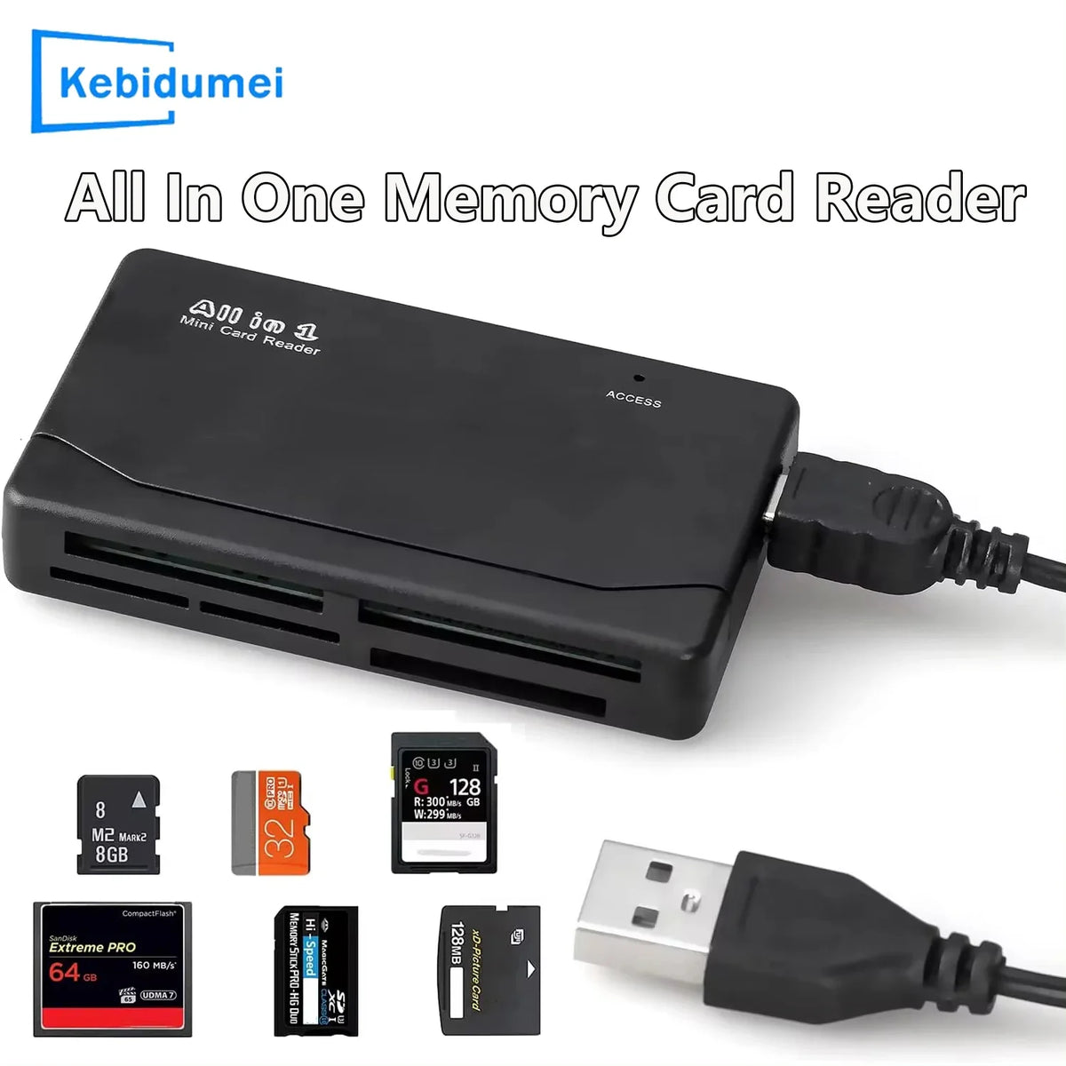 480Mbps All In One Memory Card Reader USB 2.0 External Cardreader SD SDHC Mini Micro M2 MMC XD CF Reader For MP3 Digital Camera