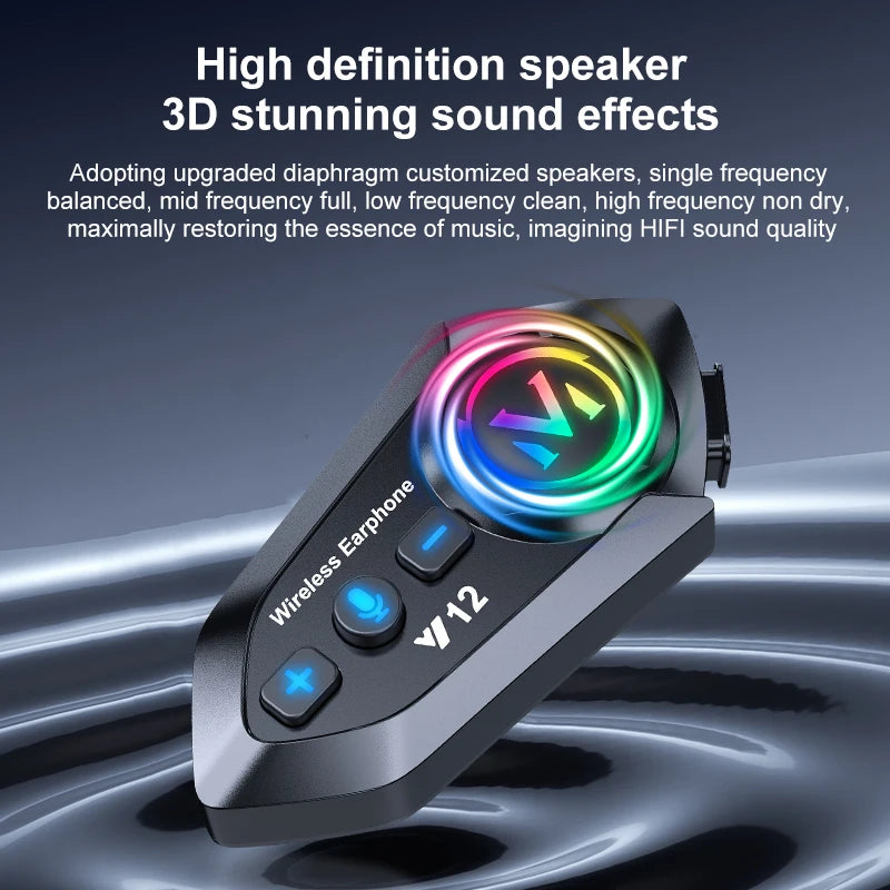 Y12 Motorcycle Helmet Headset Bluetooth 5.4 Motorcycle Wireless Hands-on Talking Headset Waterproof Moto Headphone