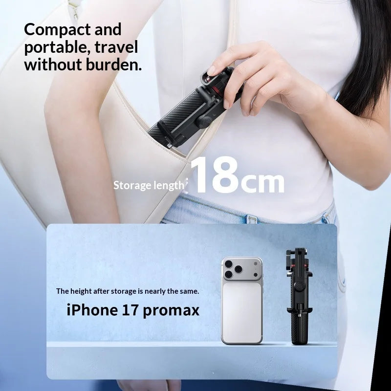 3-in-1 Vlog Stand - Phone/Action Cam/Mirrorless, 18-70cm, 360° Adjustable, 200g Multi-Device Vlog Stand