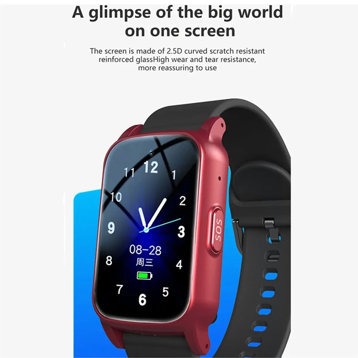 4G Elderly Smart Watch with GPS,SOS,Fall Detection Emergency Support,AI Health Monitoring for Elderly Red A