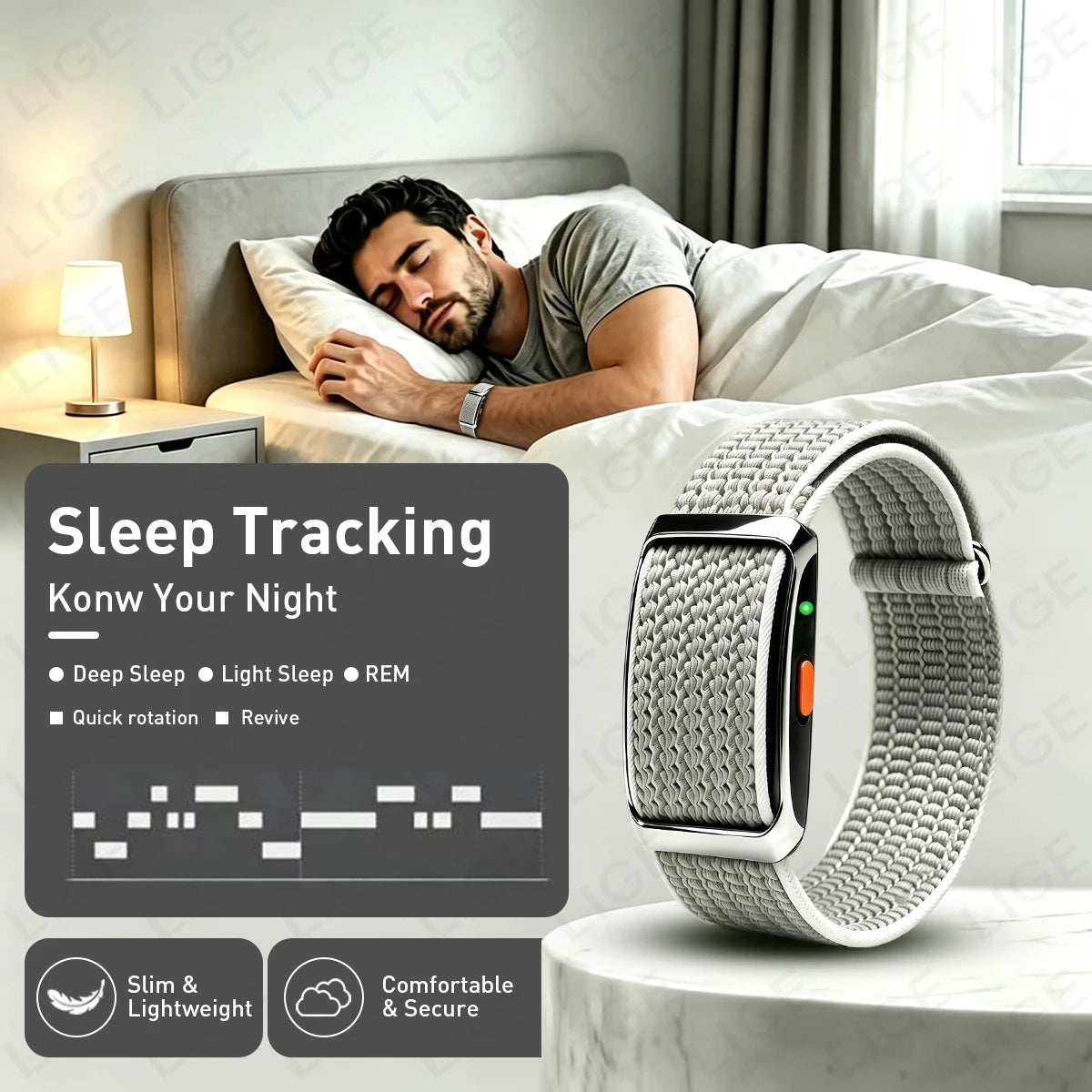 LIGE New 24/7 Health Smart Wristband Sports Fitness Waterproof Smart Bracelet Sleep Monitor Pedometer Smart Watch For Women Man