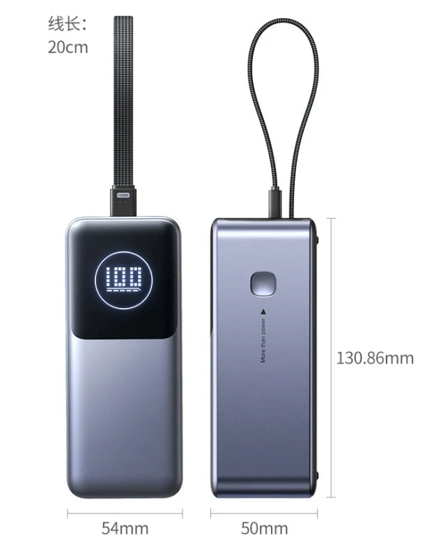 200W PD3.1 Power Bank 25000mAh with TFT Color Screen, 100W Fast Charging for Laptop and Phone, Portable Power Bank