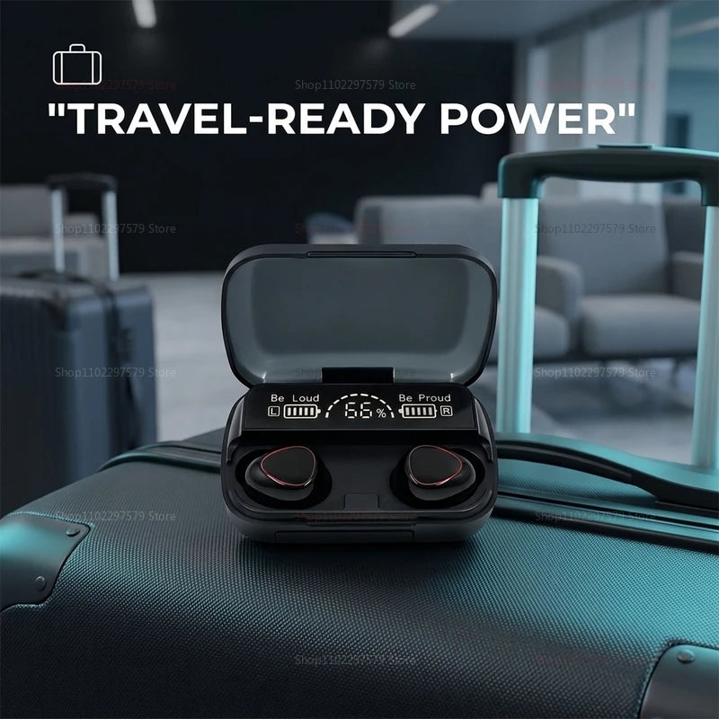 Wireless Bluetooth 5.2 Headset with LED Display Charging Case IPX7 Waterproof Sports Earbuds Noise Cancelling Gaming Earphones