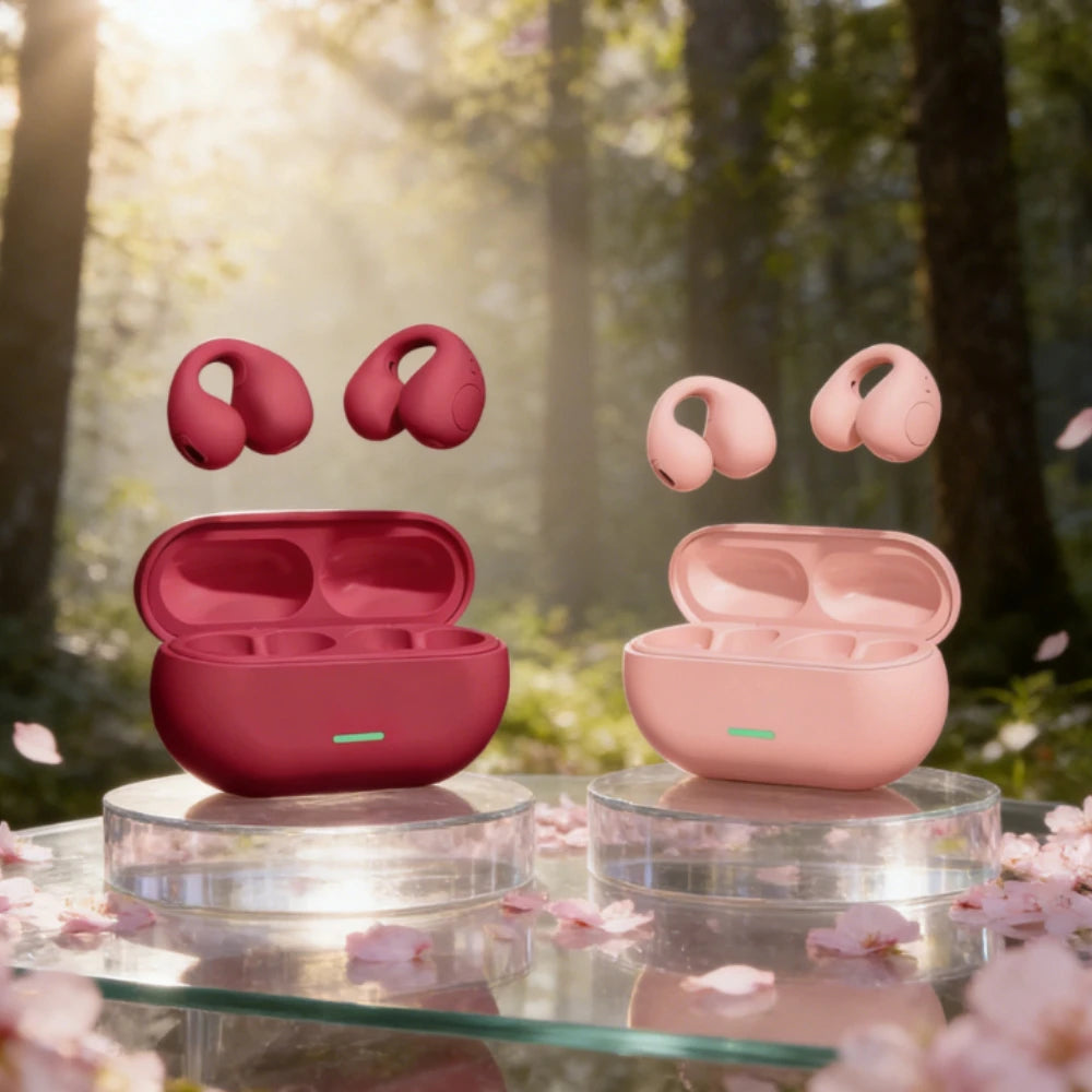 Bluetooth Headset 5.3 Wireless Air Conduction Headphones Clip Ear Music Noise Canceling HD Call Sports Gaming Earphone