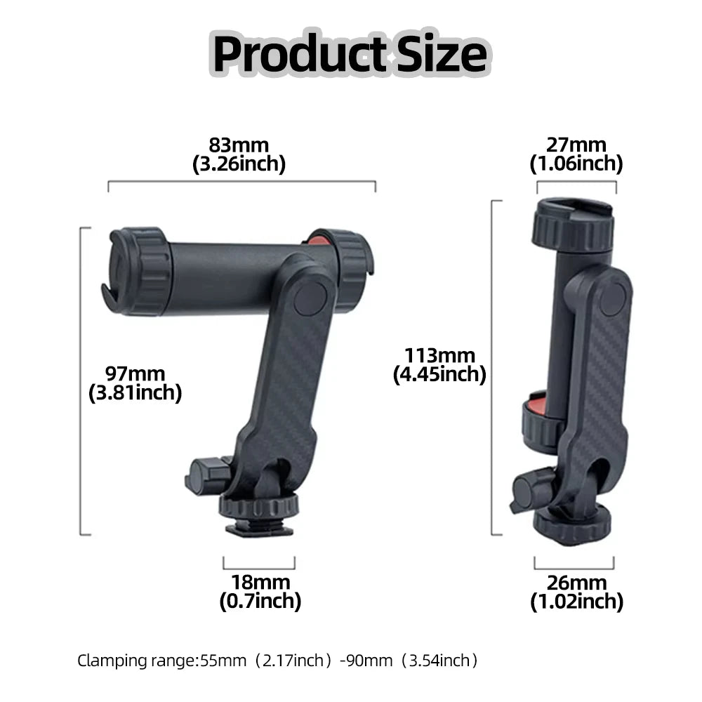 360° Multifunctional Phone Stand Swivel Phone Tripod Stand with Swivel Clamp with Dual Cold Shoe Holders for Smartphone Vlog