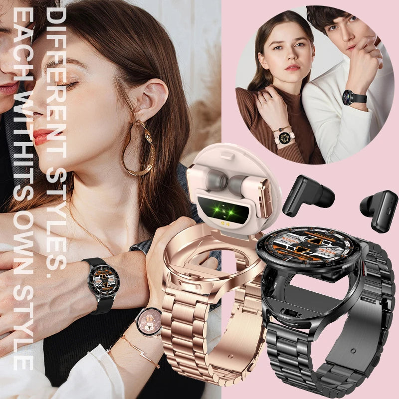 2026 New TWS Smartwatch Earphone 2 In 1 Women Watches with Earbuds Strong Sound Effects Music Lover Waterproof Ladies Smartwatch