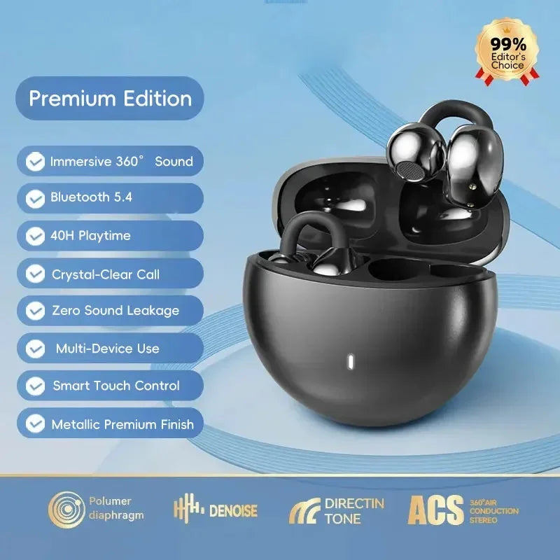 Open Ear Earphone Bluetooth Headphones Wireless Hi-Fi Sound Sport Ear Buds Comfort Fit Perfect Choice for Running/Gaming