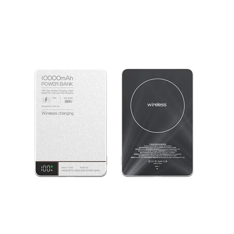 New 5000/10000mAh Power Bank PD20W USB-C Ultra-thin Magnetic Wireless and Wired Dual-purpose Power Bank with Digital Display