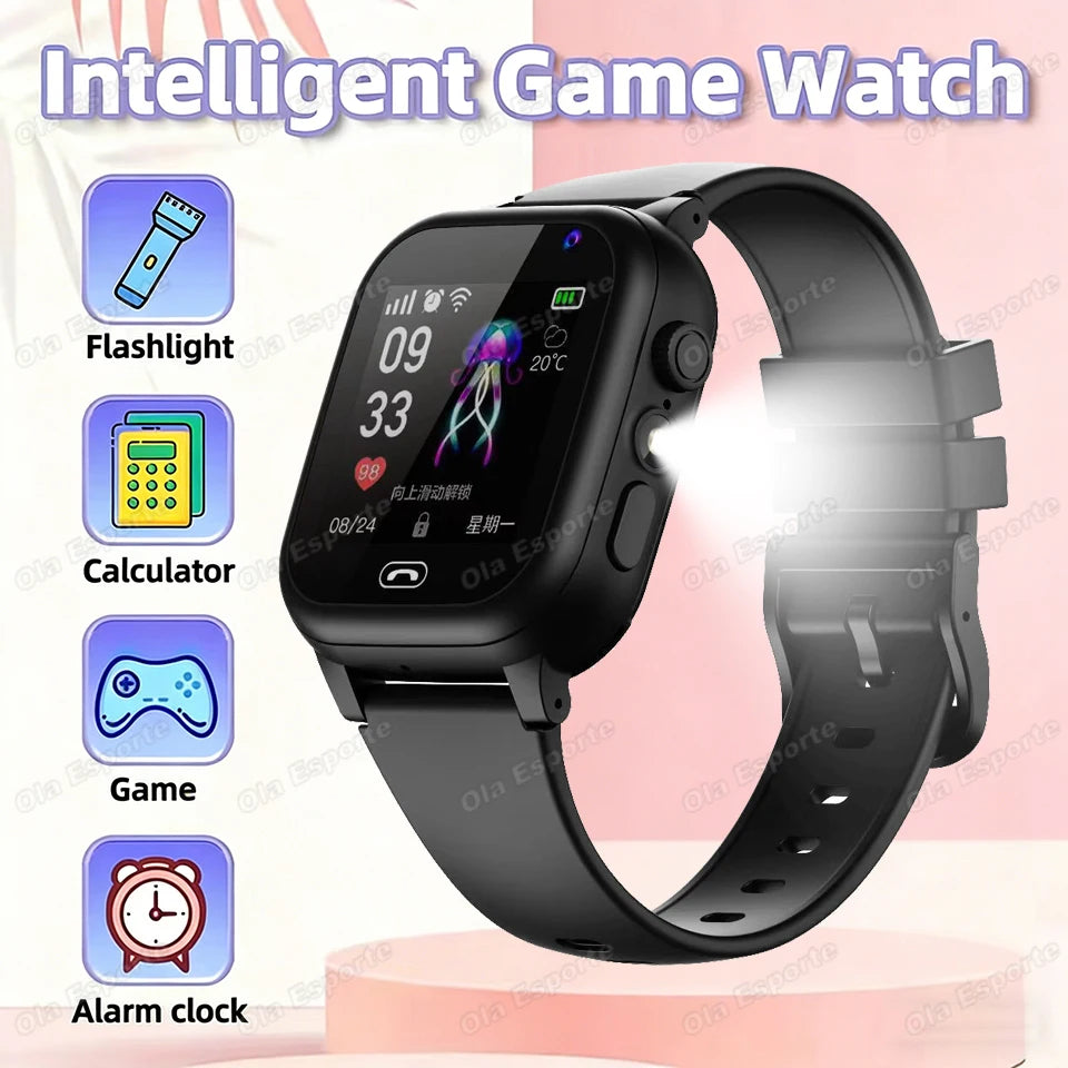 2027 Kids 5G Smart Watch GPS SOS Video Call HD Camera Waterproof SIM Card Support Earphone Child Smartwatch for Boys &Girls HW12