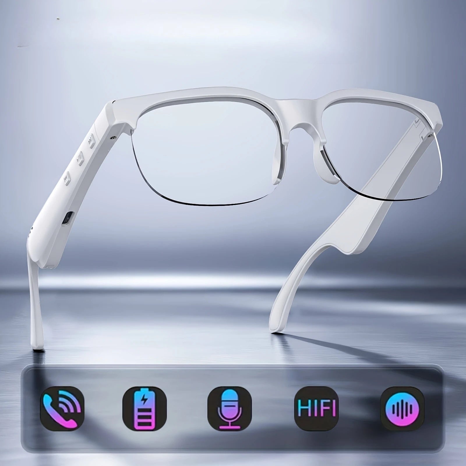 Smart Glasses, Smart Audio Glasses, Wireless Glasses, Earphones, Support Hands-free Calls and Music, Lightweight Design
