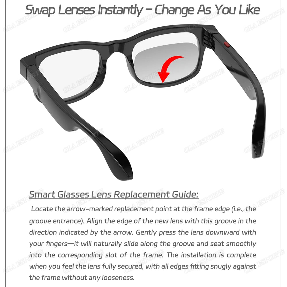 AI Smart Glasses Men Women Multifunction Touch Music Playback Remote Camera Control Voice Assistant BT Glasses  Sunglasses HT30