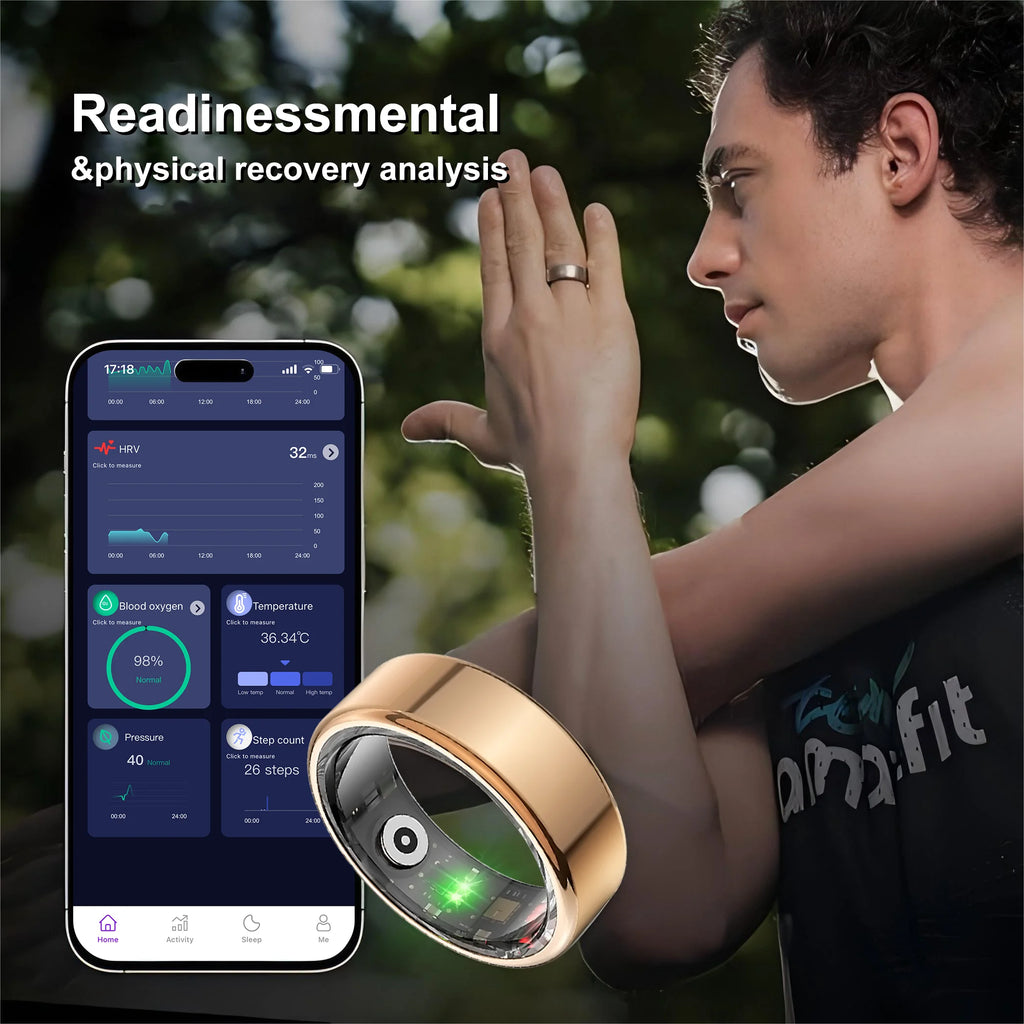 AIQUE Smart Ring Sports Ring Health Monitoring Bluetooth Heart Rate Blood Oxygen Sleep Pressure Motion Data Magnetic Charging