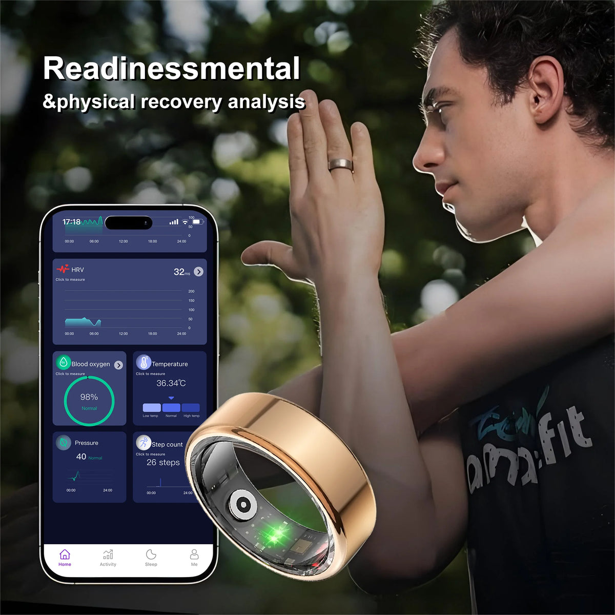 AIQUE Smart Ring Sports Ring Health Monitoring Bluetooth Heart Rate Blood Oxygen Sleep Pressure Motion Data Magnetic Charging