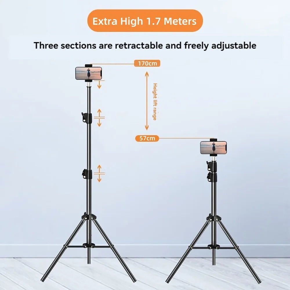 170cm Stretchable Adjustable Height Mobile Phone Tripod Stand Multi-functional Selfie Landing Support for Broadcast Recording