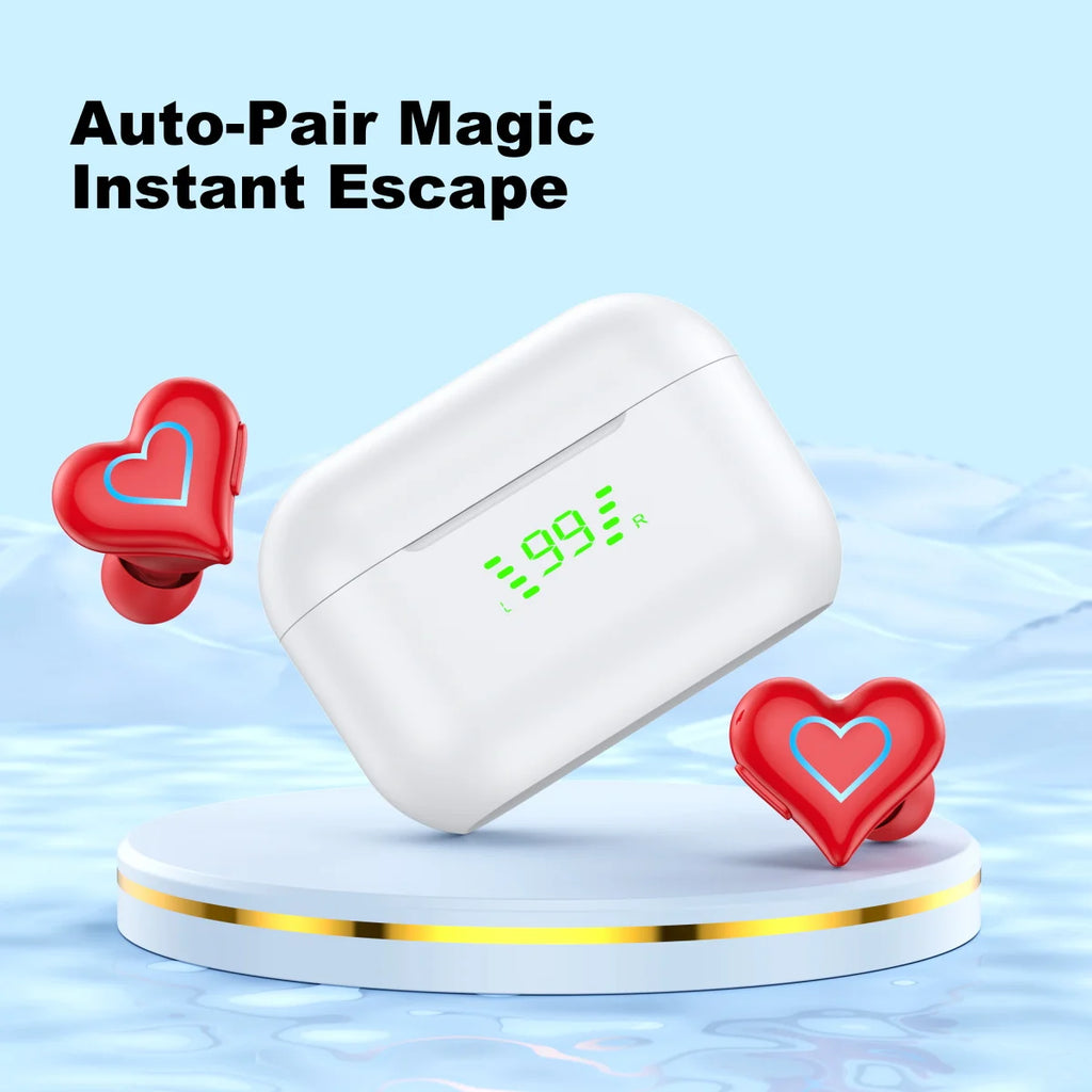 New Heart Shaped Wireless Bluetooth Headphones Wireless Earbuds Cute Music Headphones Pretty Girls Like Bluetooth Headphones