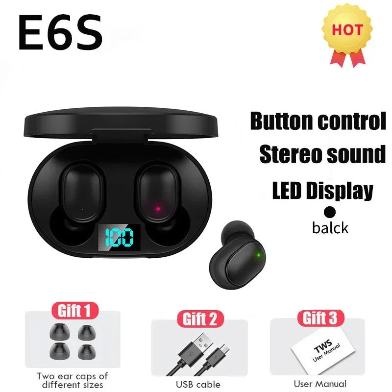 2026 Hot E6S Wireless Bluetooth Headphones  Bluetooth Headphones  Wireless In-Ear Noise-Canceling Headphones with Microphone