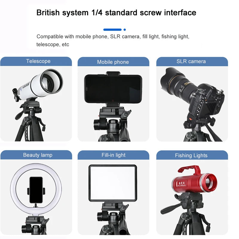 55inch Universal Tripod Stand for Phone Camera Binoculars SLR Telescope Fishing Lights and Beauty Lamp Photography