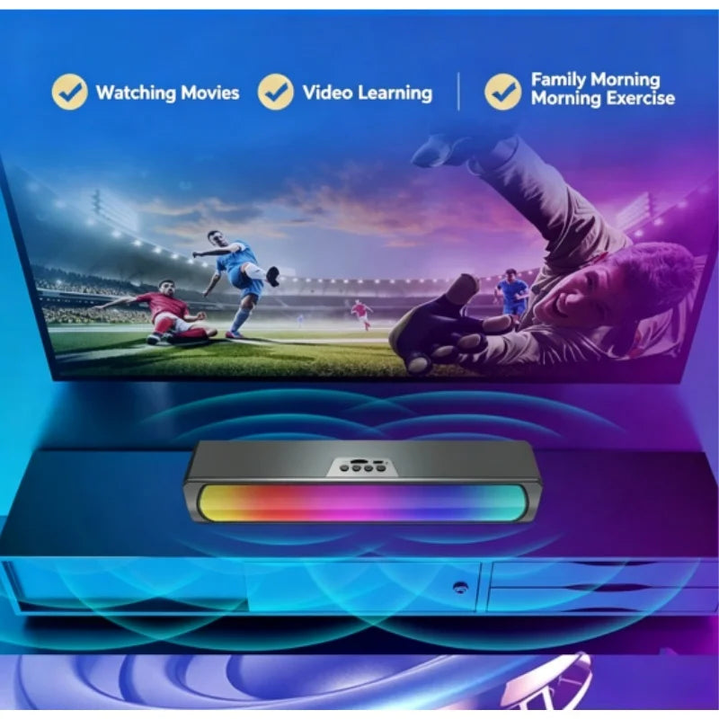 Q4 RGB Color Light Bluetooth Speaker High-Quality Powerful Bass Computer Speaker Long Bar Shape Sound System for Gaming And Musi