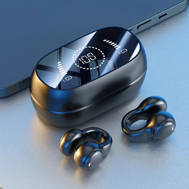 Wireless Headphones Bluetooth Headset With Mic Handsfree Noise Canceling Earphones Clip Ear Music Sports Gaming Earplug