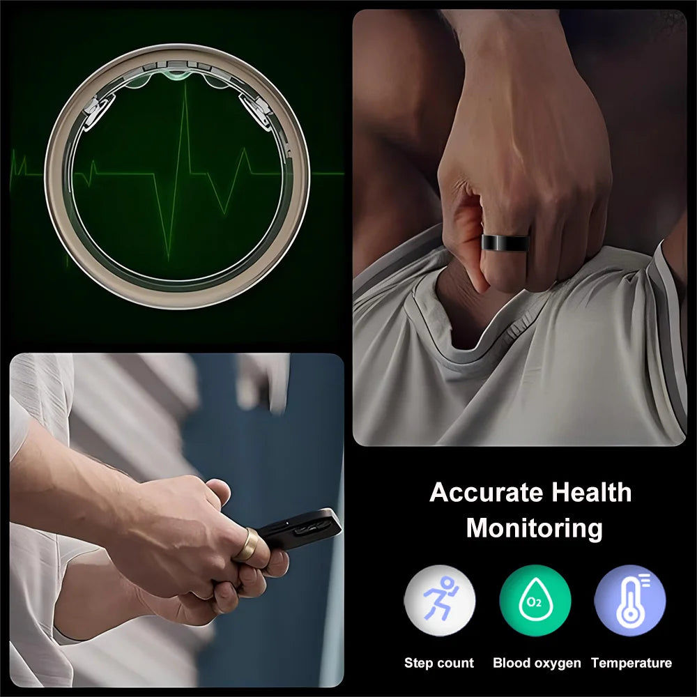 AIQUE Smart Ring Sports Ring Health Monitoring Bluetooth Heart Rate Blood Oxygen Sleep Pressure Motion Data Magnetic Charging