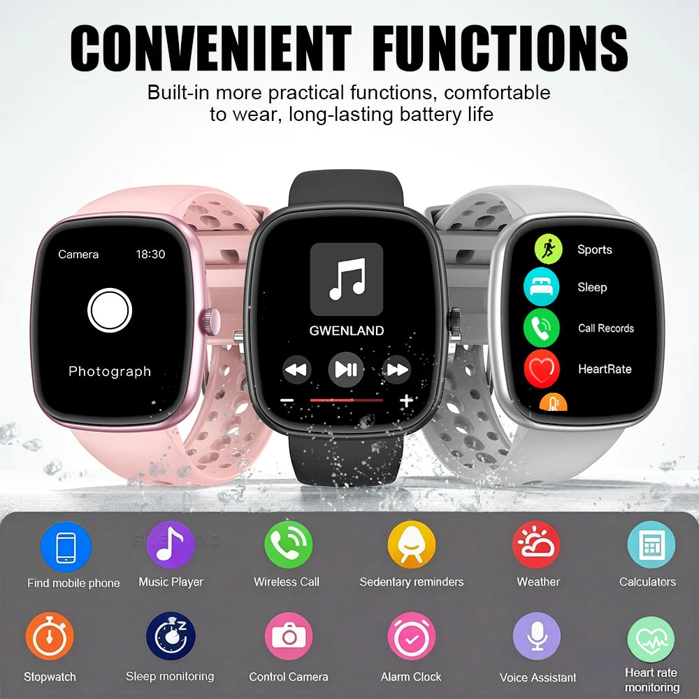 Smartwatch For Men And Women Gift, 1.83 Inch Full Touch Screen Smartwatch With Text And Call Capabilities, For Android Phone, Fi