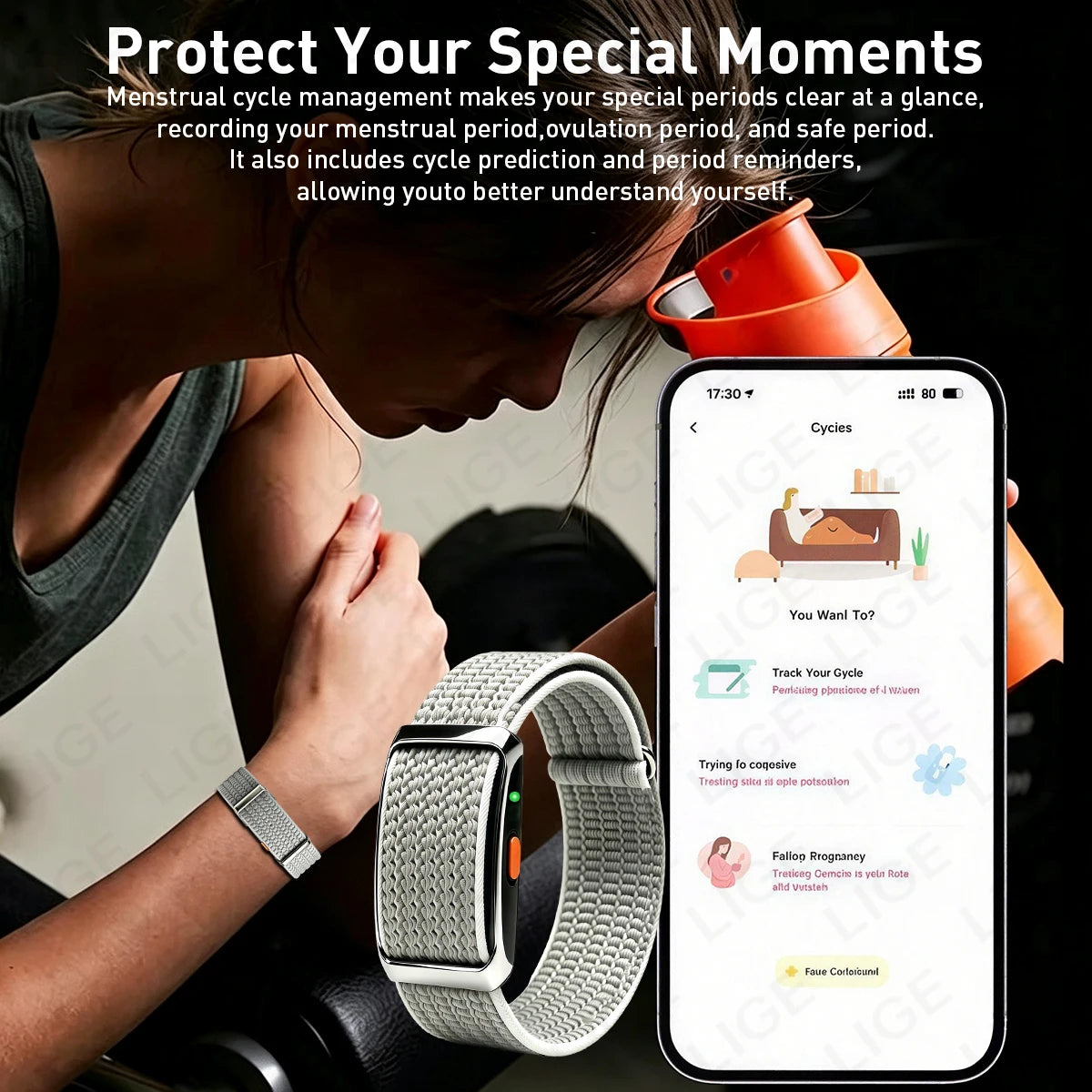 LIGE New 24/7 Health Smart Wristband Sports Fitness Waterproof Smart Bracelet Sleep Monitor Pedometer Smart Watch For Women Man