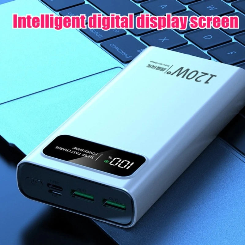 Newly 300000mAh Large Capacity Powerbank 120W Super Fast Charging Led Digital Display Portable External Battery For All Models