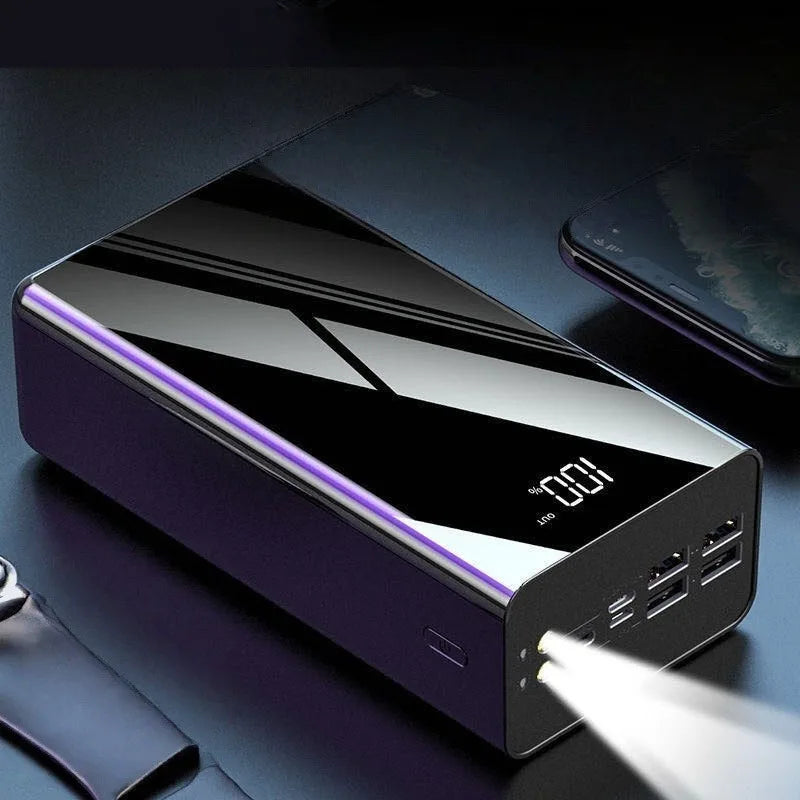 100000mAh Fast Charging Power Bank with Built-in Cable Large Capacity Digital Display Portable Charger