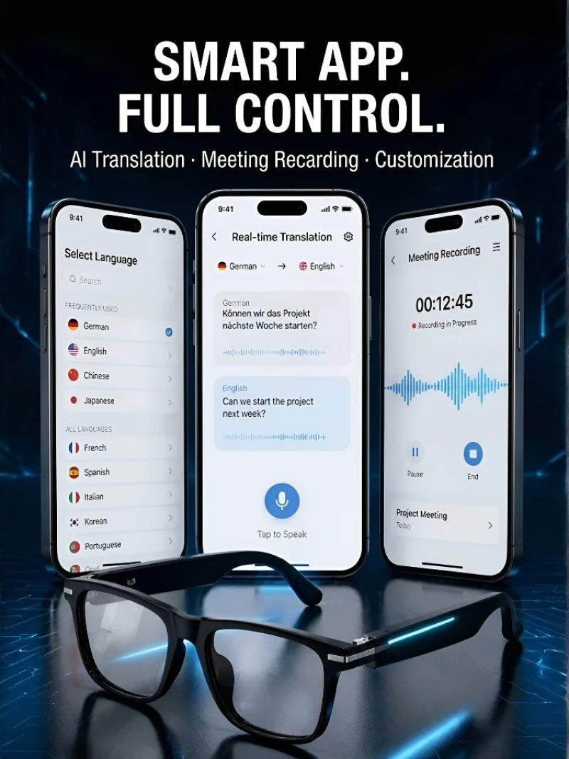 2026New Smart Glasses Anti Blue Light Multifunctional Bluetooth Earphones Vocie Calls Intelligent Eyeglass Music Headset Eyewear