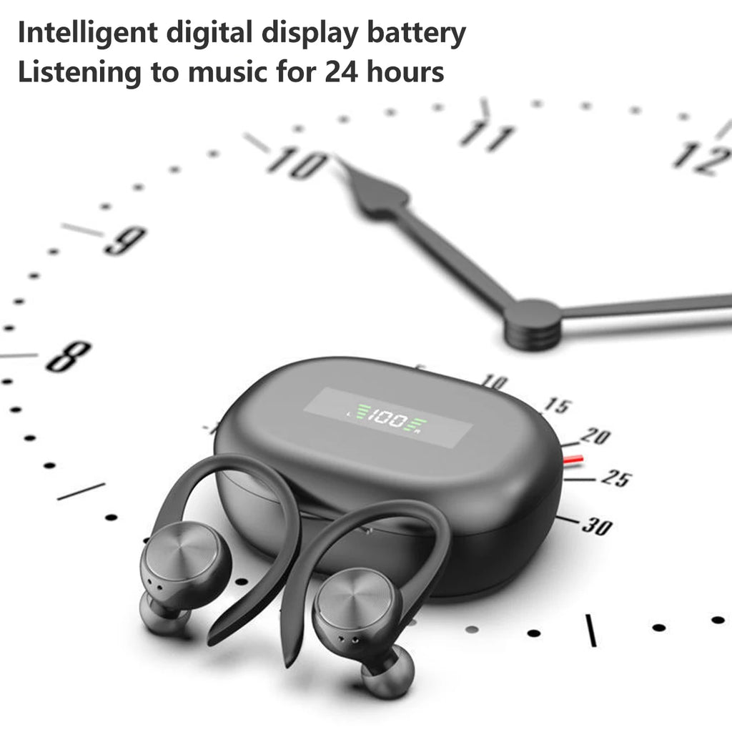 Wireless Bluetooth 5.0 Sports Headphone IPX5 Earbuds w/500mAh Charging Case Ear Hooks Earphones 3D HiFi In-Ear Wireless Headset