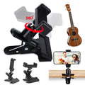 Multi-Purpose Guitar Adjustable Phone Support Hands-Free Guitar Stand Holder  Camera Clamp for Recording Video-Calling Streaming