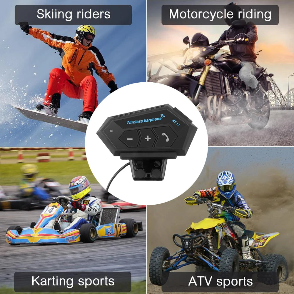 Bluetooth 5.0 Motorcycle Helmet Headset Wireless Handsfree Stereo Earphone Speaker Waterproof Music Player for Motor Bike