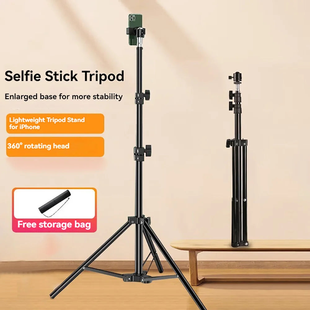 170cm Stretchable Adjustable Height Mobile Phone Tripod Stand Multi-functional Selfie Landing Support for Broadcast Recording