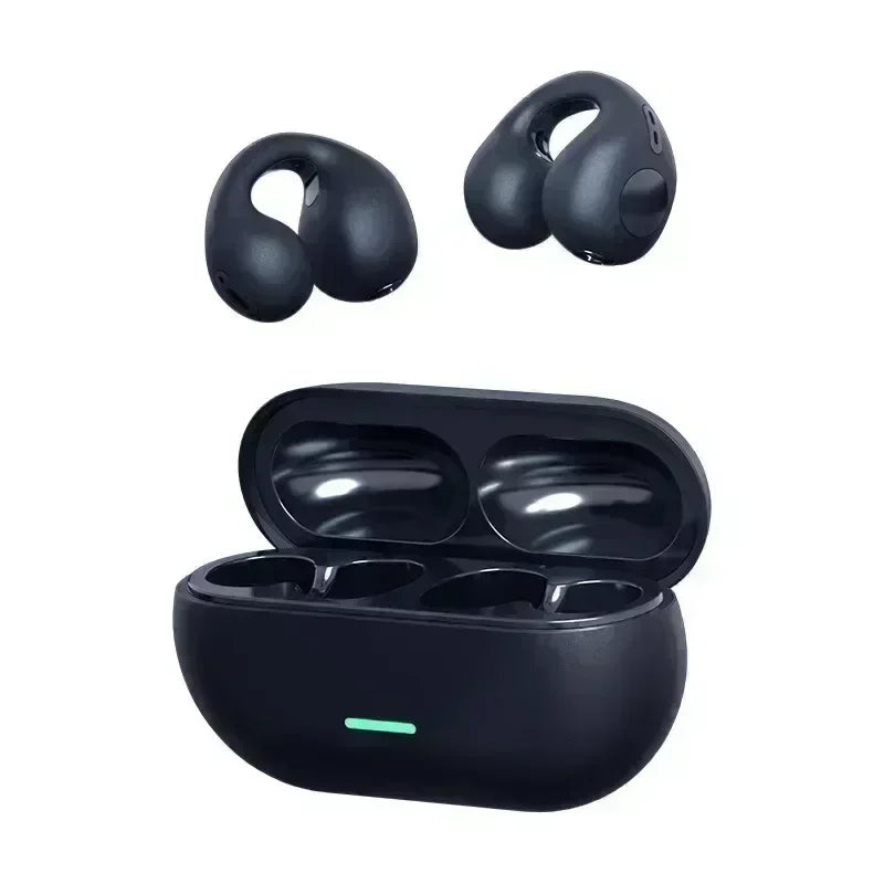 Bluetooth Headset 5.3 Wireless Air Conduction Headphones Clip Ear Music Noise Canceling HD Call Sports Gaming Earphone