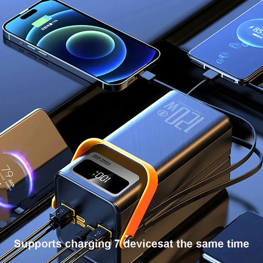 120W 100000mAh Fast Charging Power Bank Large Capacity Outdoor Mobile Power Supply Supports 7 Devices to Charge At The Same Time