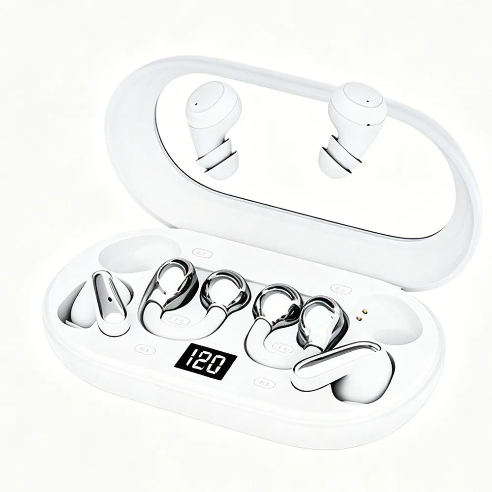 Wireless In-Ear Sleep Bluetooth 6.0 Earphones Heavy Bass Hifi Semi in Ear & Ear-Clip 3 in 1 Earbuds Long Battery Life For Sports