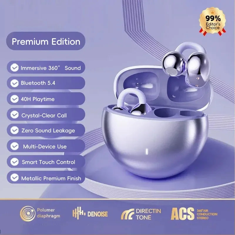 Open Ear Earphone Bluetooth Headphones Wireless Hi-Fi Sound Sport Ear Buds Comfort Fit Perfect Choice for Running/Gaming