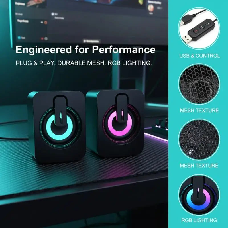 Dual Speaker Stereo Computer Speakers with Microphone for Desktop High Quality Audio for Remote Working Gaming Calls