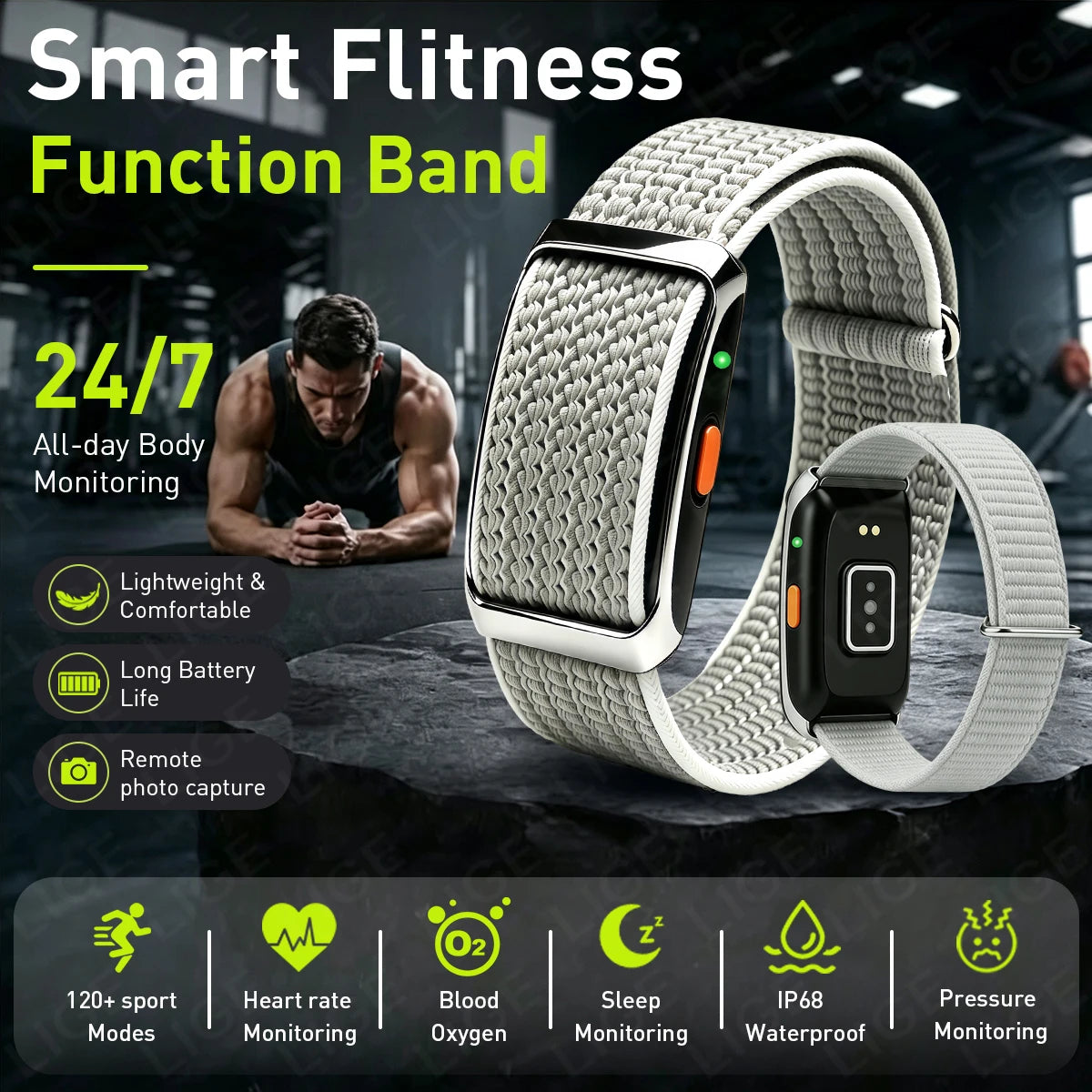 LIGE New 24/7 Health Smart Wristband Sports Fitness Waterproof Smart Bracelet Sleep Monitor Pedometer Smart Watch For Women Man