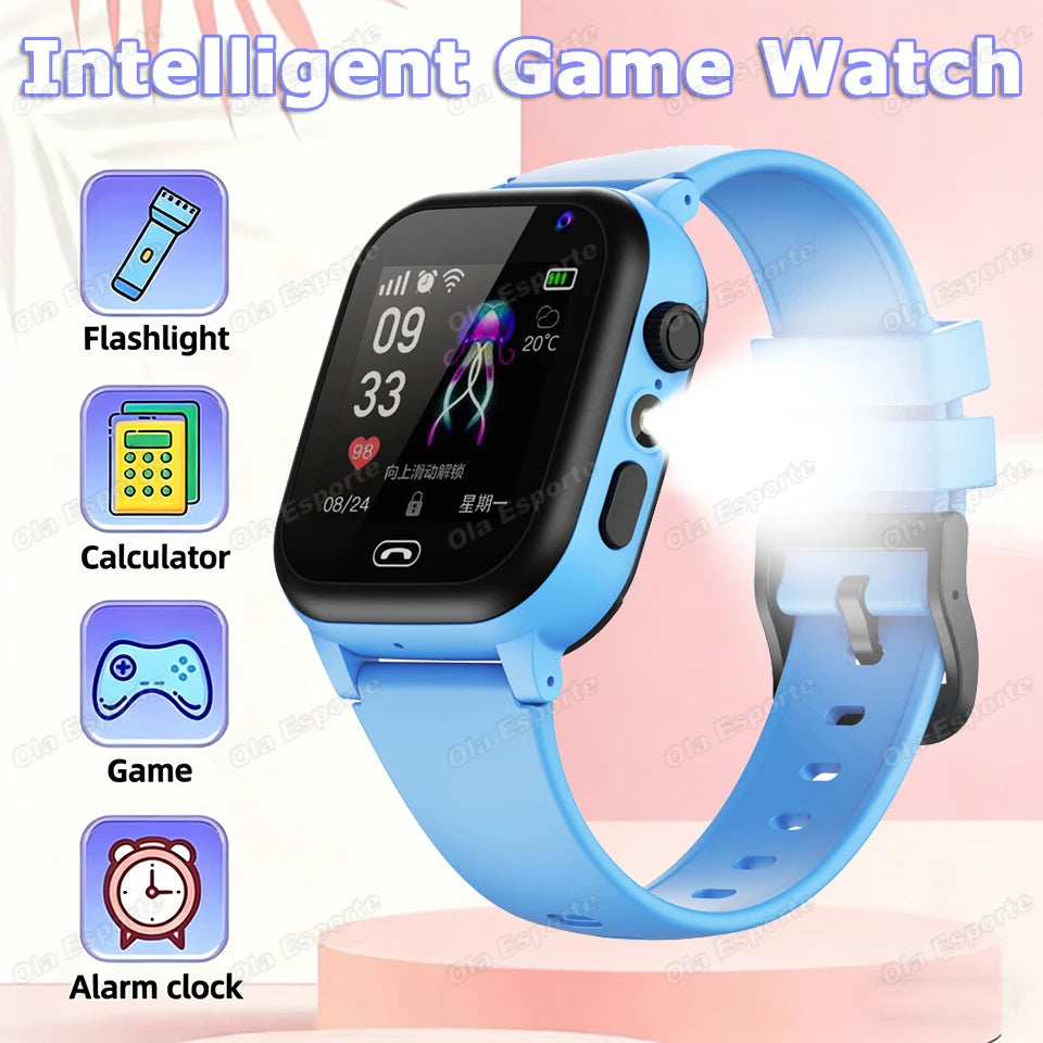 2027 Kids 5G Smart Watch GPS SOS Video Call HD Camera Waterproof SIM Card Support Earphone Child Smartwatch for Boys &Girls HW12