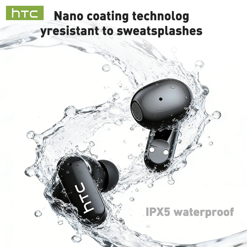 Bluetooth Wireless Headset HTC NE71 Smart LED Screen BT6.0 IPX6 Waterproof HiFi Sound Earbuds Compatible iOS Android PC Choice